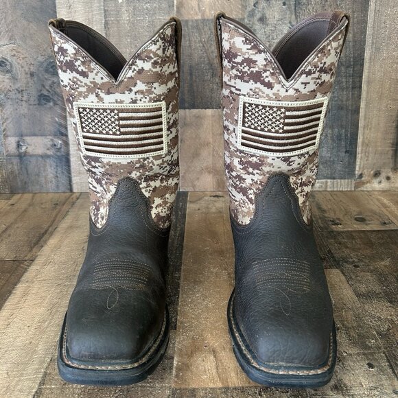 Ariat 10022968 Work Steel Toe American Flag Cowboy Boots Mens 12 D - Picture 1 of 12